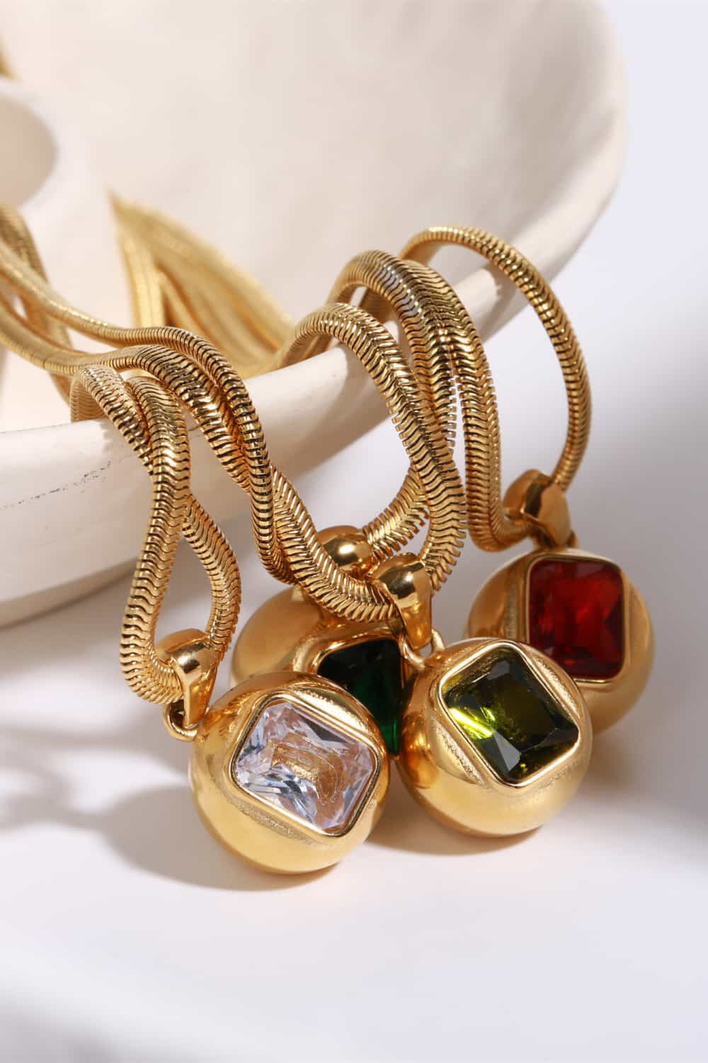gold geometric zircon pendant