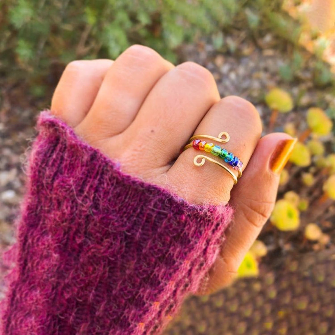 beaded wrap silver ring