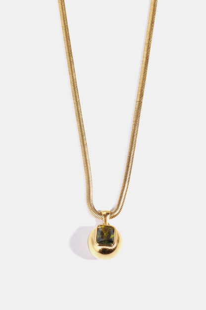 gold geometric zircon pendant