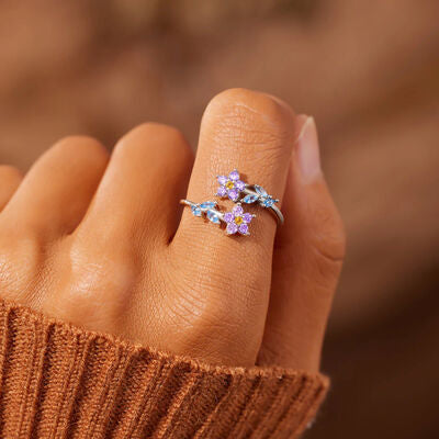 blossom zircon silver ring