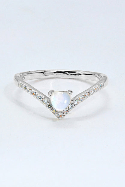 heart moonstone silver ring