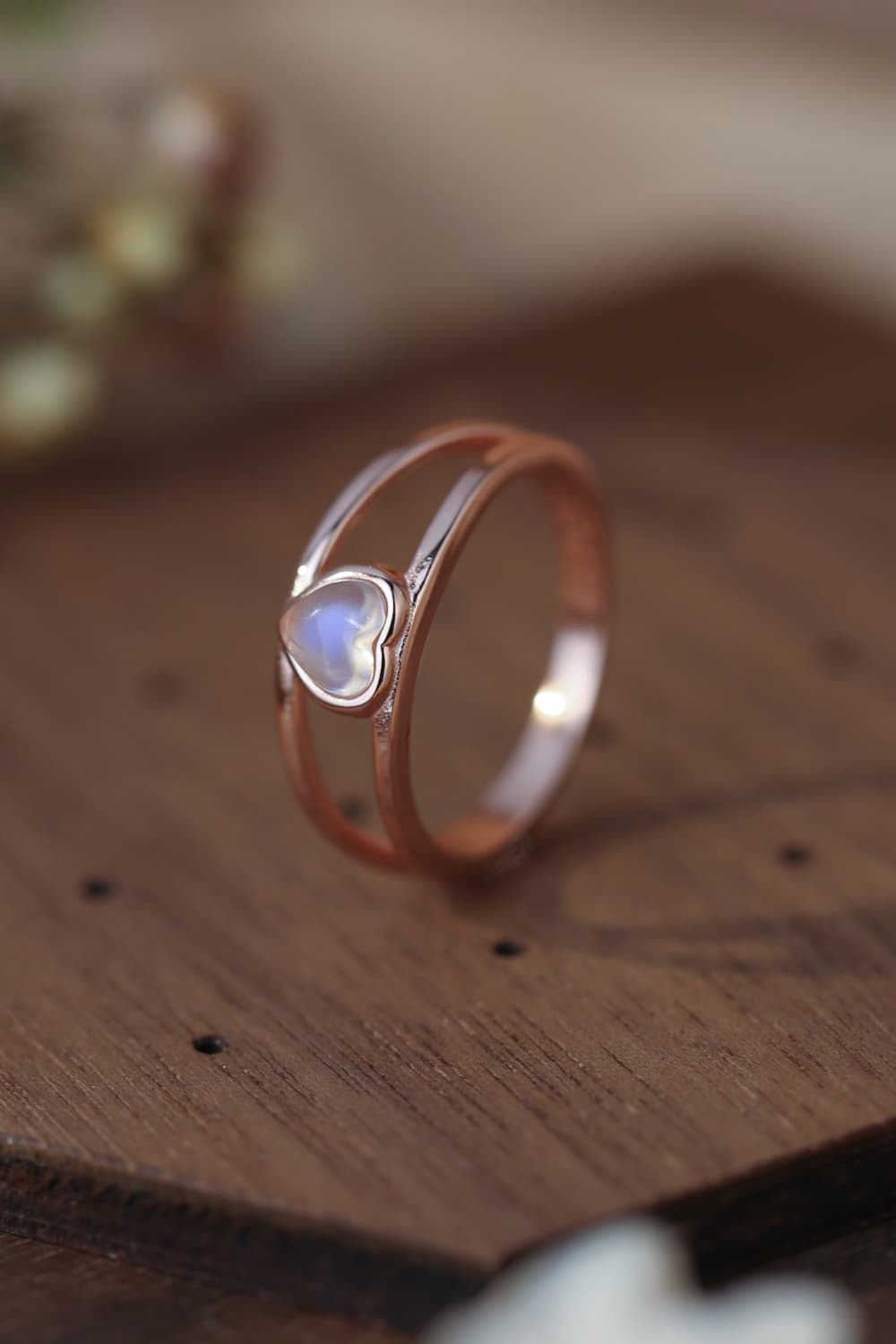 moonstone heart silver ring