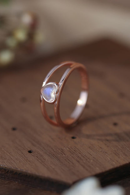 moonstone heart silver ring