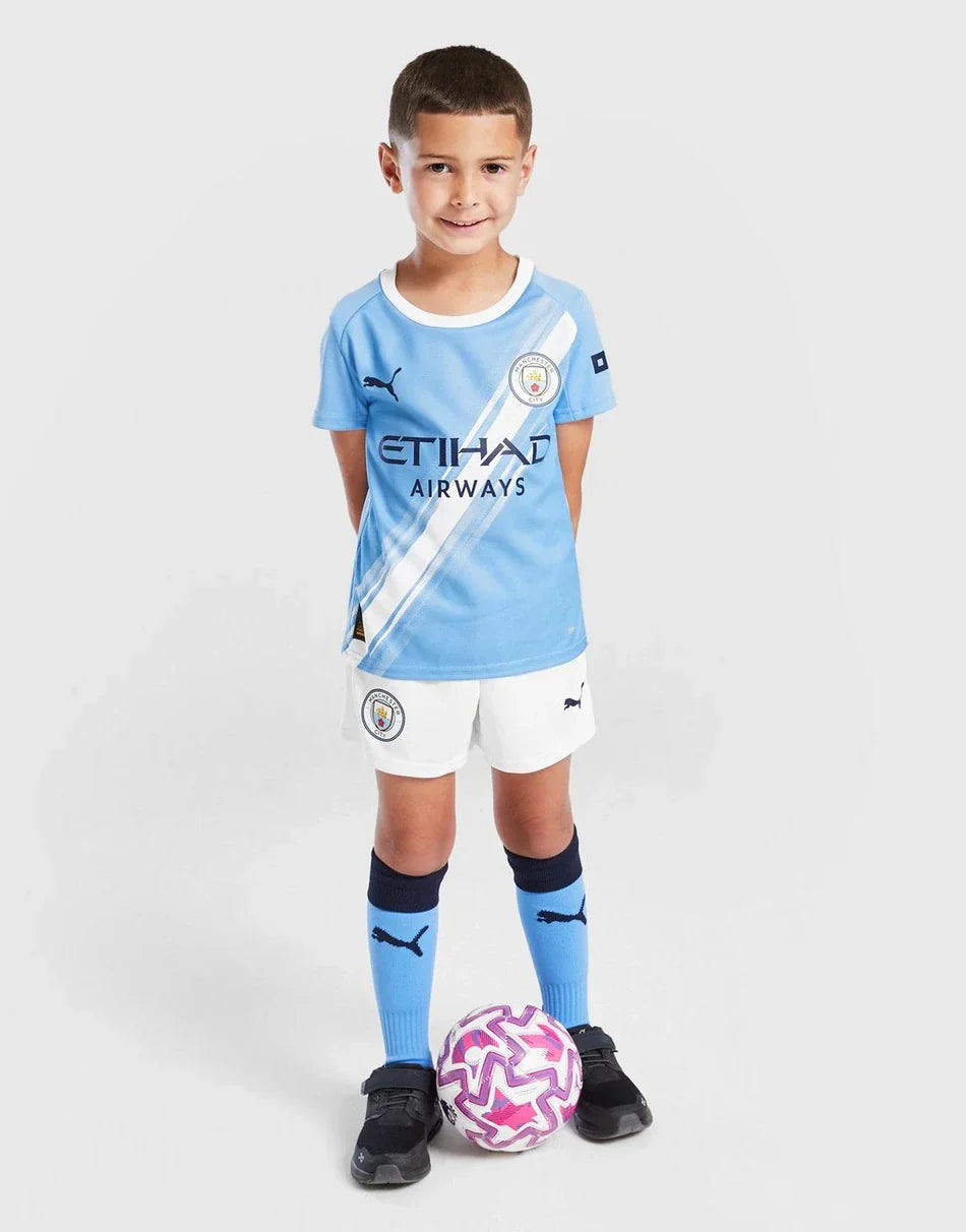 2025-26 Manchester City Kids Football Kit - Home