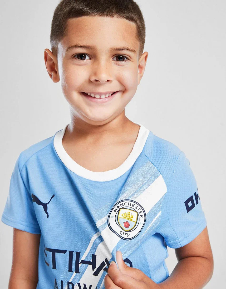 2025-26 Manchester City Kids Football Kit - Home