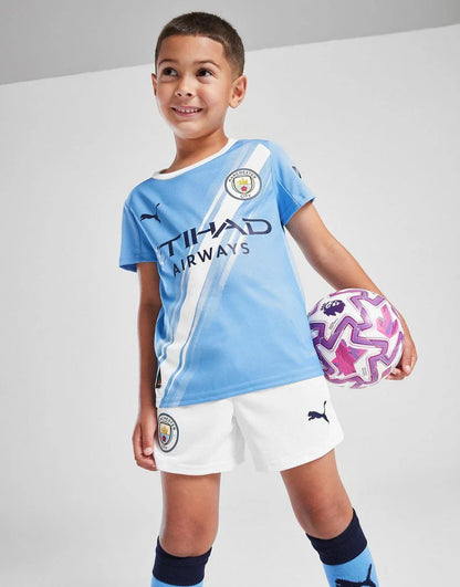 2025-26 Manchester City Kids Football Kit - Home